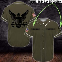 Gift For Father Personalized Name And Rank Us Navy Olive Baseball Jersey