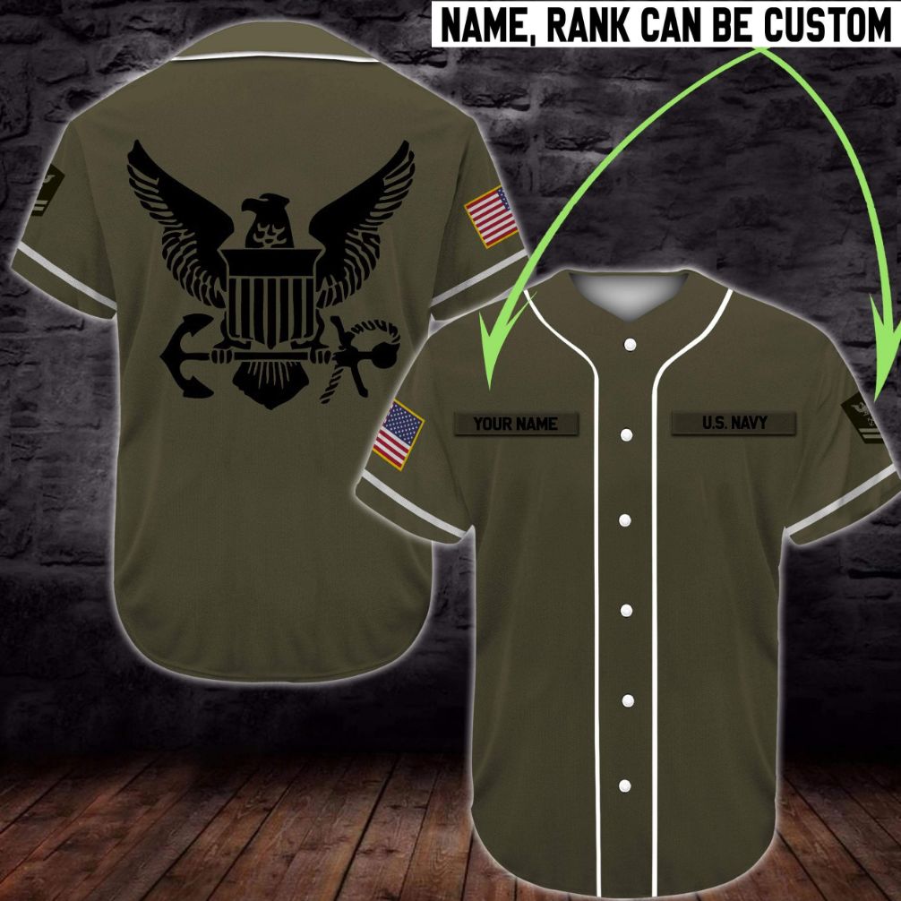 Gift For Father Personalized Name And Rank Us Navy Camo Baseball Jersey