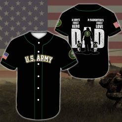 Gift For Father Us Army Dad Personalized 3d Baseball Jersey