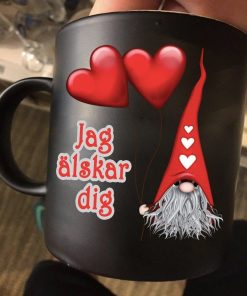 Gnomie Jag Alskar Dig Heart Premium Sublime Ceramic Coffee Mug Black