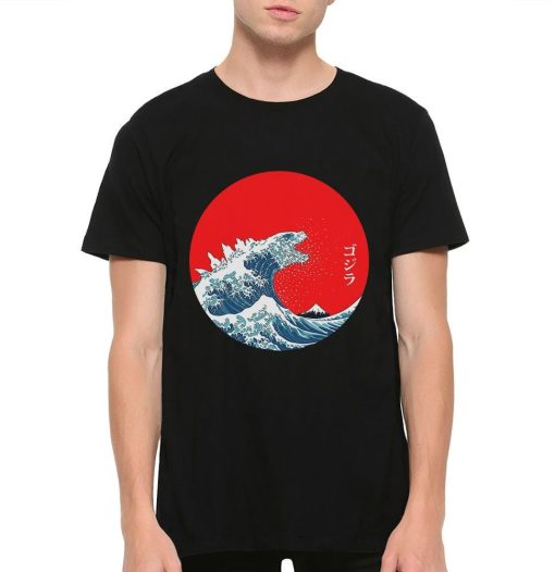 Godzilla in The Great Wave off Kanagawa Art T-Shirt