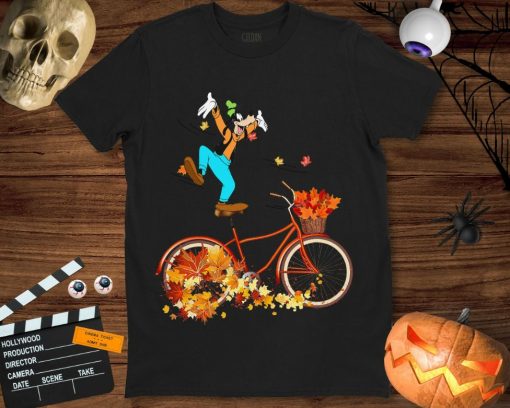 Goofy Atumn Rifding Bicycle Leaves Fall Funny  Unisex Gift T-Shirt