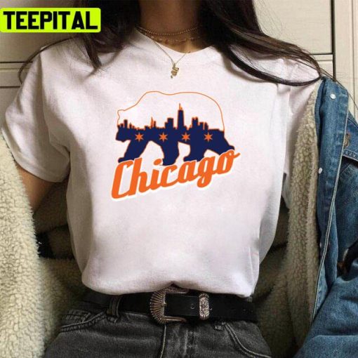 Graphic Chicago Skyline Chicago Flag Chicago Bears Unisex T-Shirt