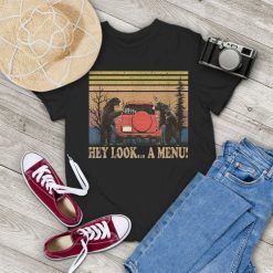 Hey Look A Menu Funny Camping Bear Vintage T-Shirt