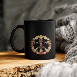 Hippie Floral Peace Sign Imagine Ceramic Coffee Mug