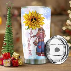 Hippie Girl Sunflower Stainless Steel Cup