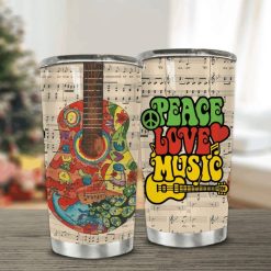 Hippie Guitar Pattern Stainless Steel Cup