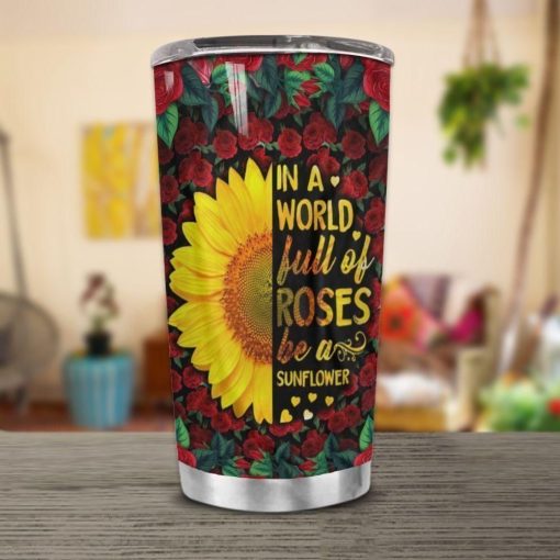 Hippie Sunflower Roses Stainless Steel Cup