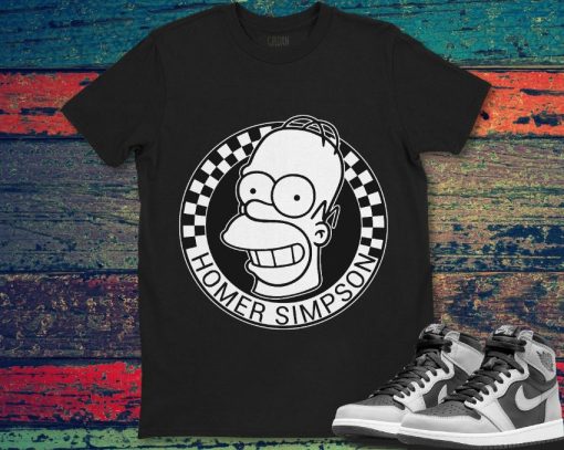 Homer Simpson Portrait Checkerboard Circle Shirt