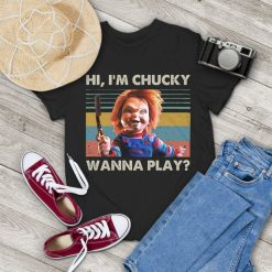 Horror Hi Im Chucky Wanna Play Halloween Costume Vintage T-Shirt