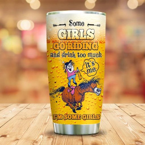 Horse Riding And Beer Girls Stainless Steel Cup