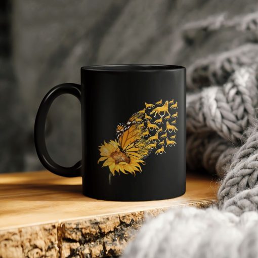 Horse Sunflower Butterfly Ceramic Coffee Mug