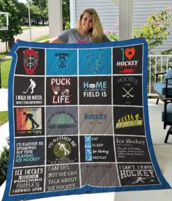 I’d Rather Be Spending My Time Playing Ice Hockey Quilt Blanket