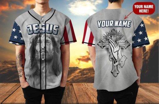 Independence Day Jesus Bless Custom Personalized Name Baseball Jersey kv