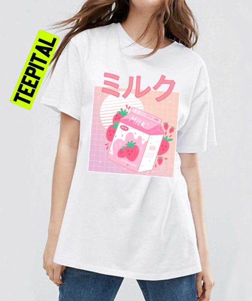 Japanese Aesthetics Kawaii Strawberry Milk Shake Unisex T-Shirt