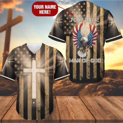 Jesus Man Of God Eagle Custom Personalized Name Baseball Jersey