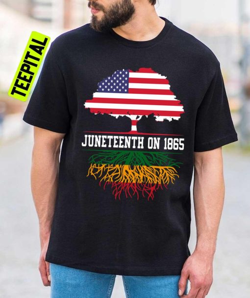 Juneteenth Ancestors Melanin African Map American Flag Pride Unisex T-Shirt