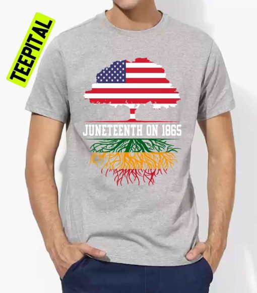 Juneteenth Ancestors Melanin African Map American Flag Pride Unisex T-Shirt