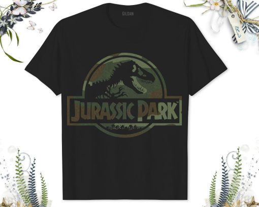 Jurassic Park Camo Fossil Logo Graphic T-Shirt