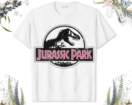 Jurassic Park Logo Pink Type Graphic T-Shirt