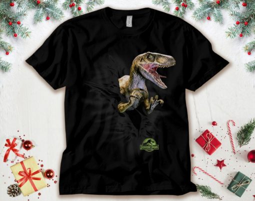 Jurassic Park Velociraptor Tears Through Unisex Tee Adult T-Shirt