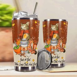 Just A Girl Who Loves Fall And Cat Stainless Steel Cup