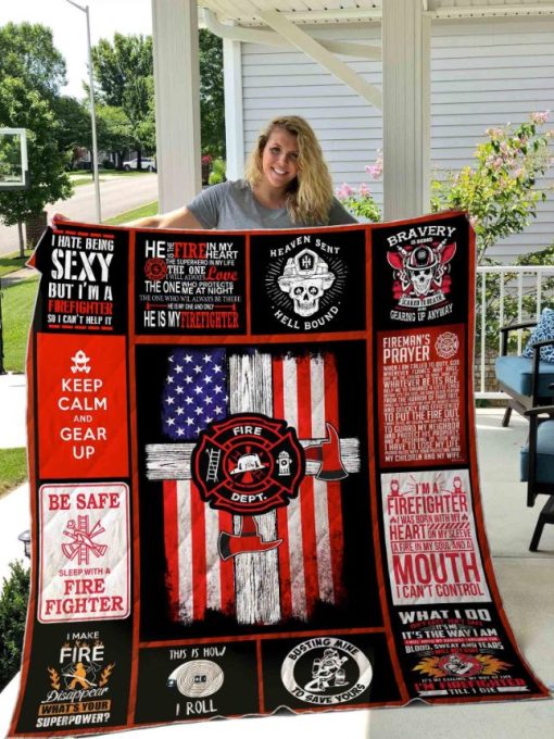 Keep Calm And Gear Up Firefighter Quilt Blanket