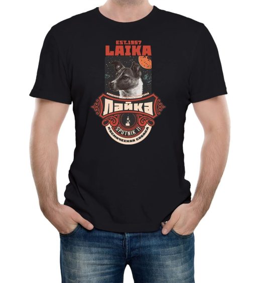 Laika the Space dog Russian Space Race Mens T-Shirt