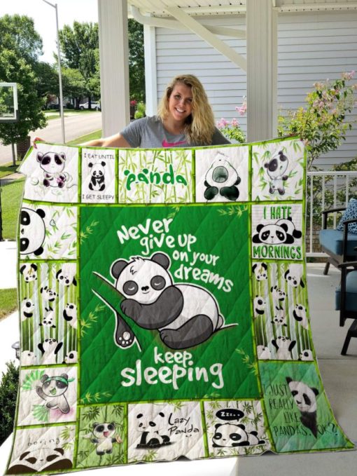 Lazy Panda Never Give Up On Your Dreams Keep Sleeping Quilt Blanket