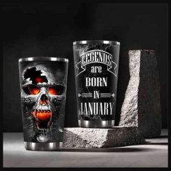 Legends Are Born In January Lava Skull Stainless Steel Cup