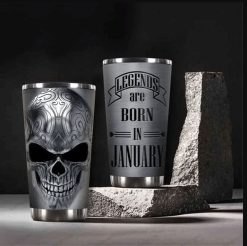 Legends Are Born In January Skull Stainless Steel Cup