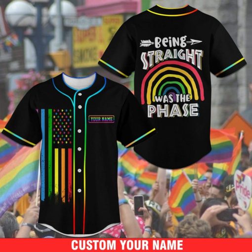 Lgbt Being Straight Was A Phase Custom Personalized Name Baseball Jersey