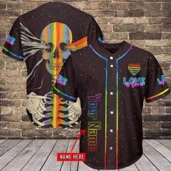 Lgbt Skull Love Is Love Custom Personalized Name Baseball Jersey