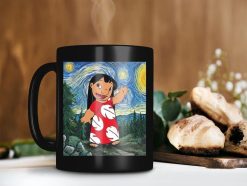 Lilo And Stitch Print Canvas Mug Starry Night Mug Van Gogh Mug Stitch Lover Gift Disney 2 Premium Sublime Ceramic Coffee Mug Black