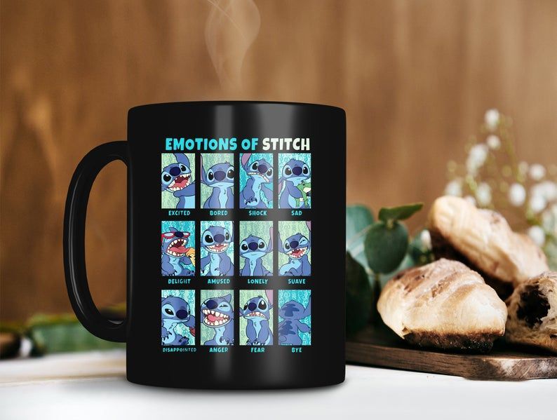 Lilo & Stitch Emotions Of Stitch Mug Stitch Lover Gift Disney Premium  Sublime Ceramic Coffee Mug Black – Teepital – Everyday New Aesthetic Designs