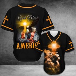 Lion Eagle Patriot God Bless America Personalized 3d Baseball Jersey kv