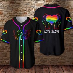 Love Is Love Lgbt Rainbow Neon Light Personalized 3d Baseball Jersey