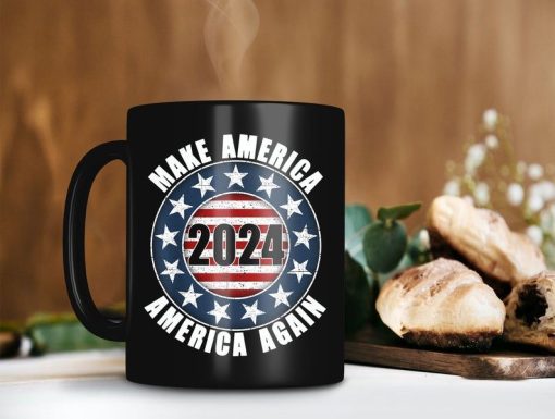 Make America America Again 2024 Mug Cpac Presidential Election Mug American Flag Mug Patriotic Lover Premium Sublime Ceramic Coffee Mug Black