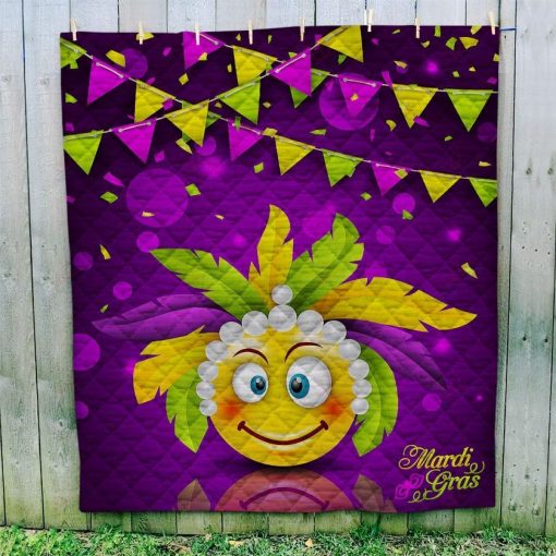 Mardi Gras Carnival Party Flyer Bunting Quilt Blanket