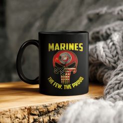 Marines The Few The Proud Skull American Flag Ceramic Coffee Mug