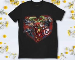 Marvel Avengers Heart Group Shot Graphic T-Shirt