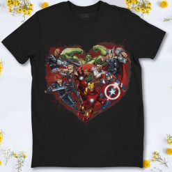 Marvel Avengers Heart Group Shot Graphic T-Shirt