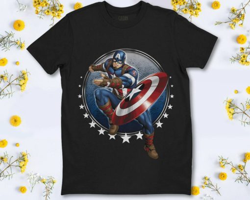 Marvel Captain America Shield Throw Stars Graphic T-Shirt