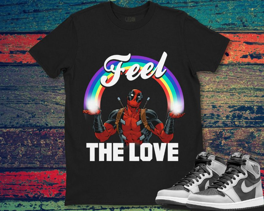 Marvel Deadpool Feel The LOVE Full Rainbow Arch Unisex Gift T-Shirt