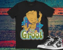 Marvel Guardians of the Galaxy I am Groot Vintage Music Graphic Unisex Gift T-Shirt