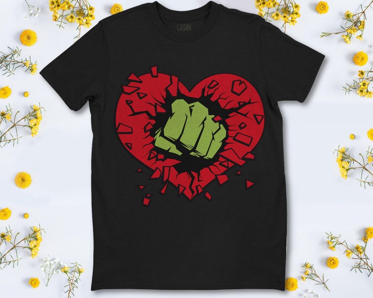 Marvel Hulk Smash Heart Valentines Day T-Shirt