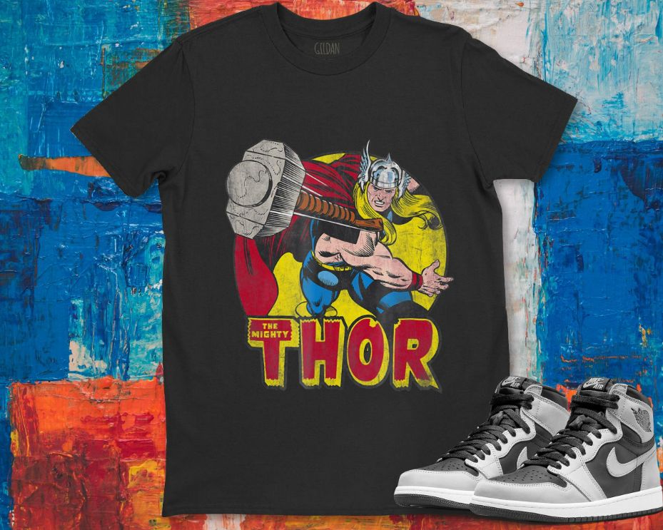Marvel Mighty Thor Hammer Throw Vintage Graphic Unisex Gift T-Shirt
