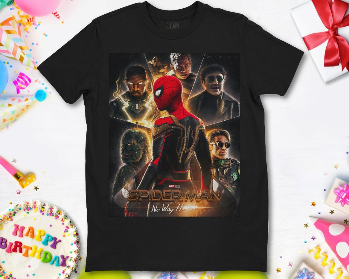 Marvel Spider-man No Way Home Cast Spidey Multiverse Graphic Poster T-Shirt