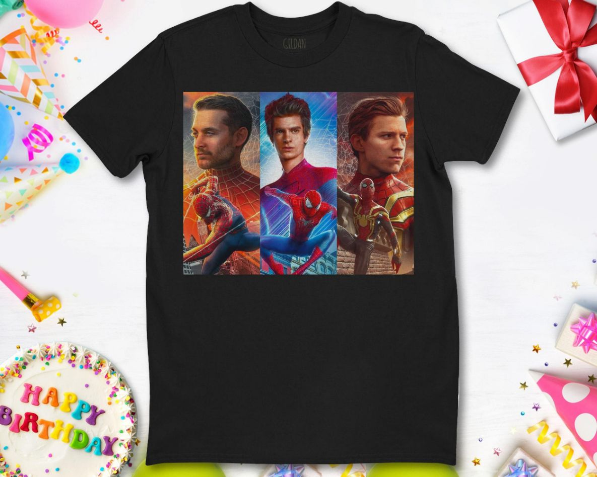 Marvel Spider-man Tobey Maguire Andrew Garfield Tom Holland Portrait Unisex T-Shirt