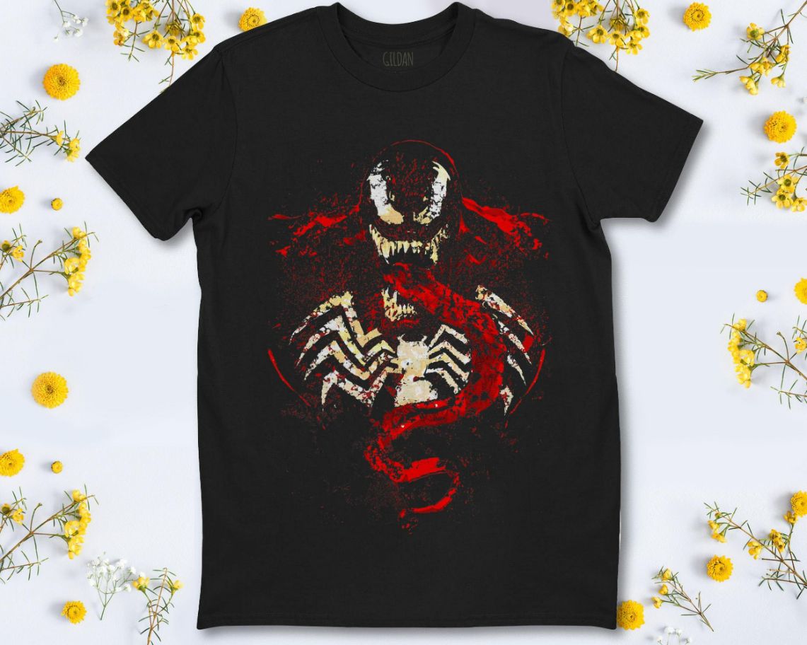 Marvel Venom Splatter Tongue Cut-Out Graphic Unisex T-Shirt